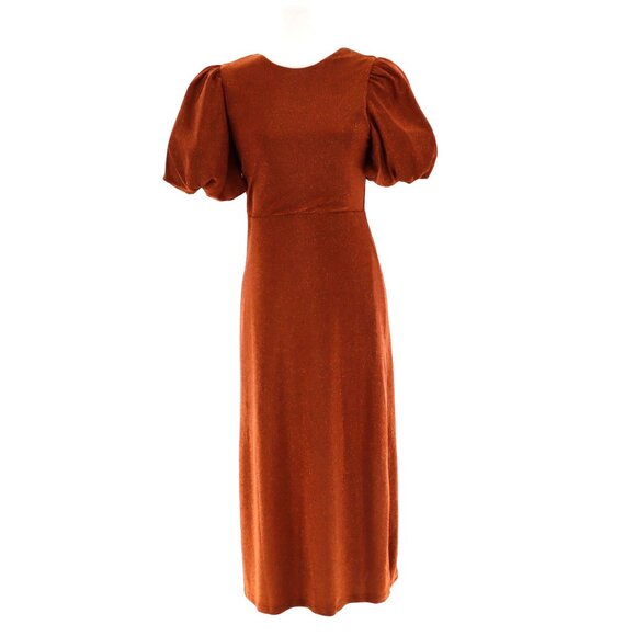 FRNCH Olympe Dress Womens Orange Glam Romantic Feminine Event Evening Wear NWT - Picture 2 of 11